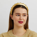 Load image into Gallery viewer, QueenMee Gold Padded Headband with Pearls
