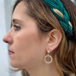 Load image into Gallery viewer, QueenMee Gold Pearl Earrings Circular Vintage Inspired
