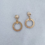 Load image into Gallery viewer, QueenMee Gold Pearl Earrings Circular Vintage Inspired
