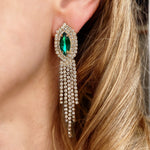 Load image into Gallery viewer, QueenMee Green Earrings Diamante Earrings
