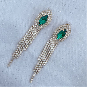 QueenMee Green Earrings Diamante Earrings