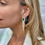 Load image into Gallery viewer, QueenMee Green Earrings Diamante Earrings
