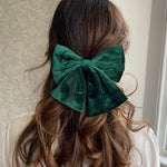 Load image into Gallery viewer, QueenMee Green Hair Bow Velvet Bow Hair Clip
