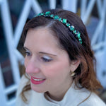 Load image into Gallery viewer, QueenMee Green Sparkly Headband Wedding Guest Hair Band
