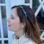 Load image into Gallery viewer, QueenMee Green Sparkly Headband Wedding Guest Hair Band
