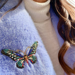 Load image into Gallery viewer, QueenMee Large Butterfly Brooch in Crystal
