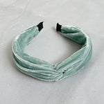 Load image into Gallery viewer, QueenMee Light Blue Headband Velvet Hair Band Knot Headband
