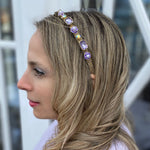 Load image into Gallery viewer, QueenMee Lilac Headband For Wedding Lilac Hair Band Gold Skinny Hair Band Flower Hair Band
