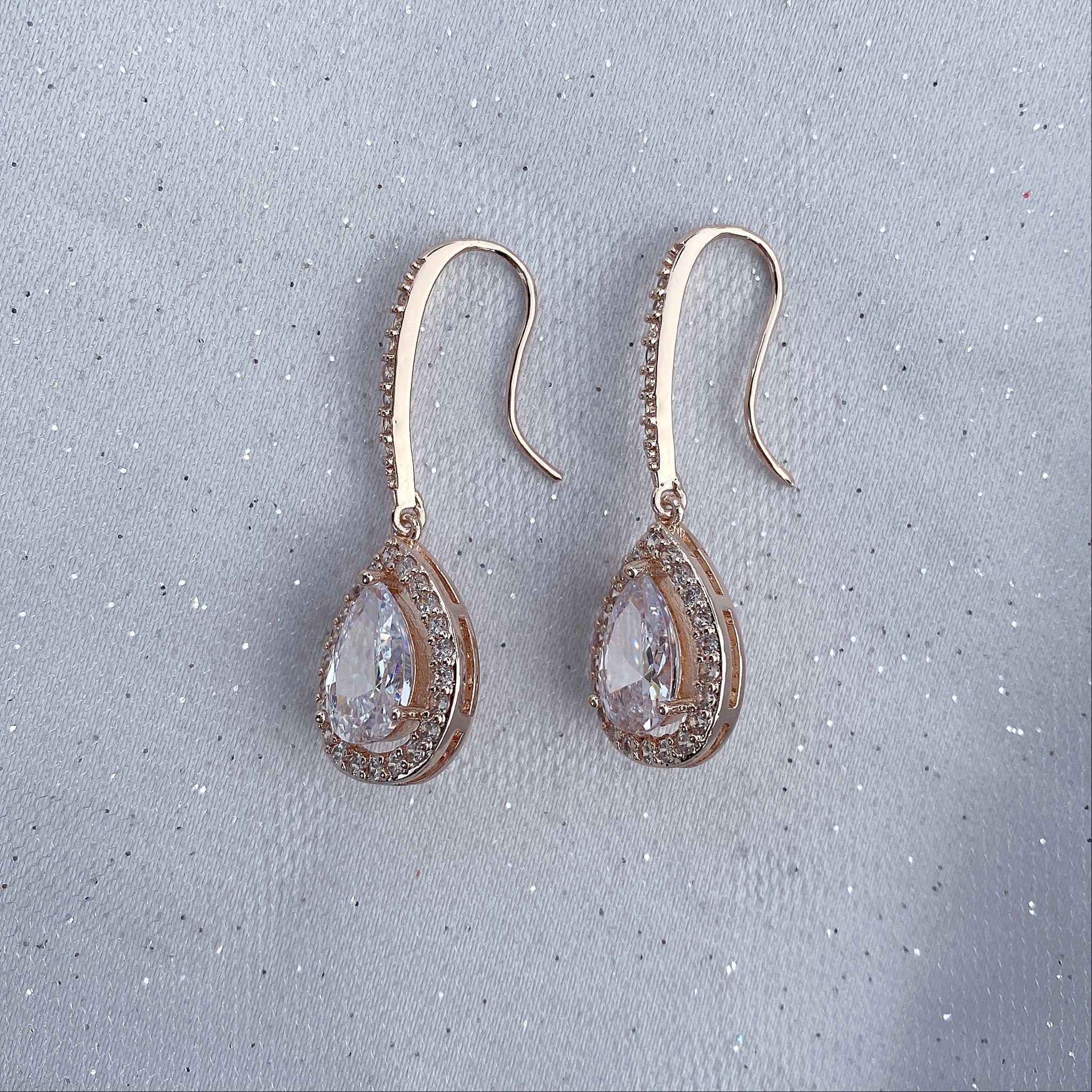 QueenMee Long Drop Earrings Diamante Earrings