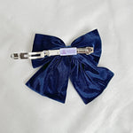 Load image into Gallery viewer, QueenMee Navy Hair Bow Blue Velvet Bow Hair Clip
