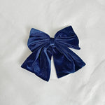 Load image into Gallery viewer, QueenMee Navy Hair Bow Blue Velvet Bow Hair Clip
