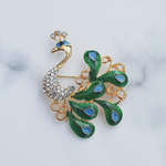 Load image into Gallery viewer, QueenMee Peacock Brooch with Enamel and Crystal
