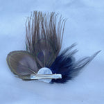 Load image into Gallery viewer, QueenMee Peacock Feather Fascinator with Diamante
