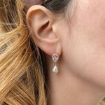 Load image into Gallery viewer, QueenMee Pearl Drop Earrings Small Crystal Earrings
