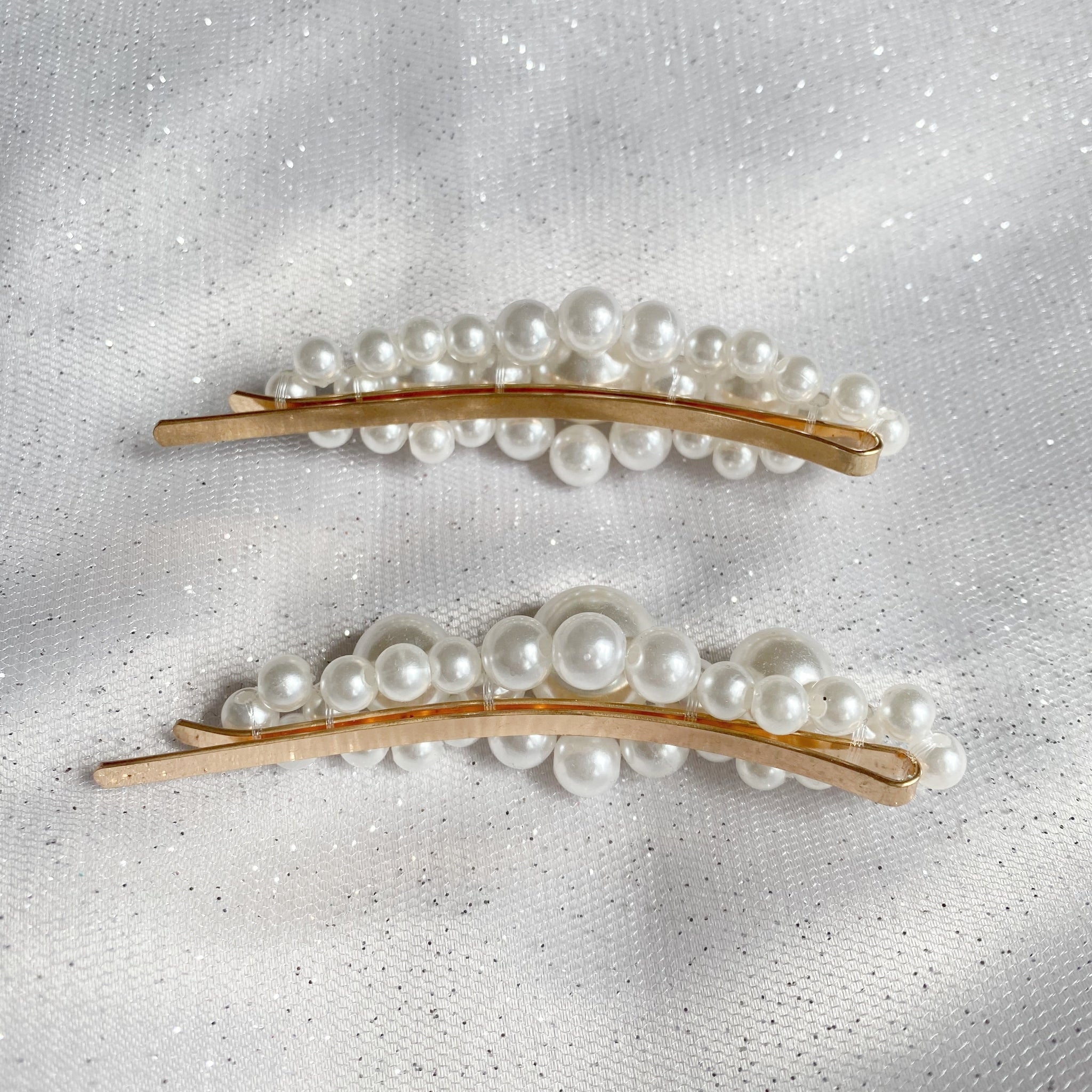 QueenMee Pearl Hair Slides Large Set of 2