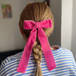 Load image into Gallery viewer, QueenMee Pink Velvet Hair Bow Hot Pink Hair Clip Alligator Clip
