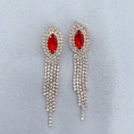 Load image into Gallery viewer, QueenMee Red Earrings Diamante Earrings
