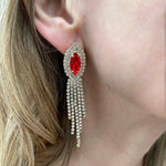 Load image into Gallery viewer, QueenMee Red Earrings Diamante Earrings
