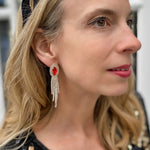 Load image into Gallery viewer, QueenMee Red Earrings Diamante Earrings
