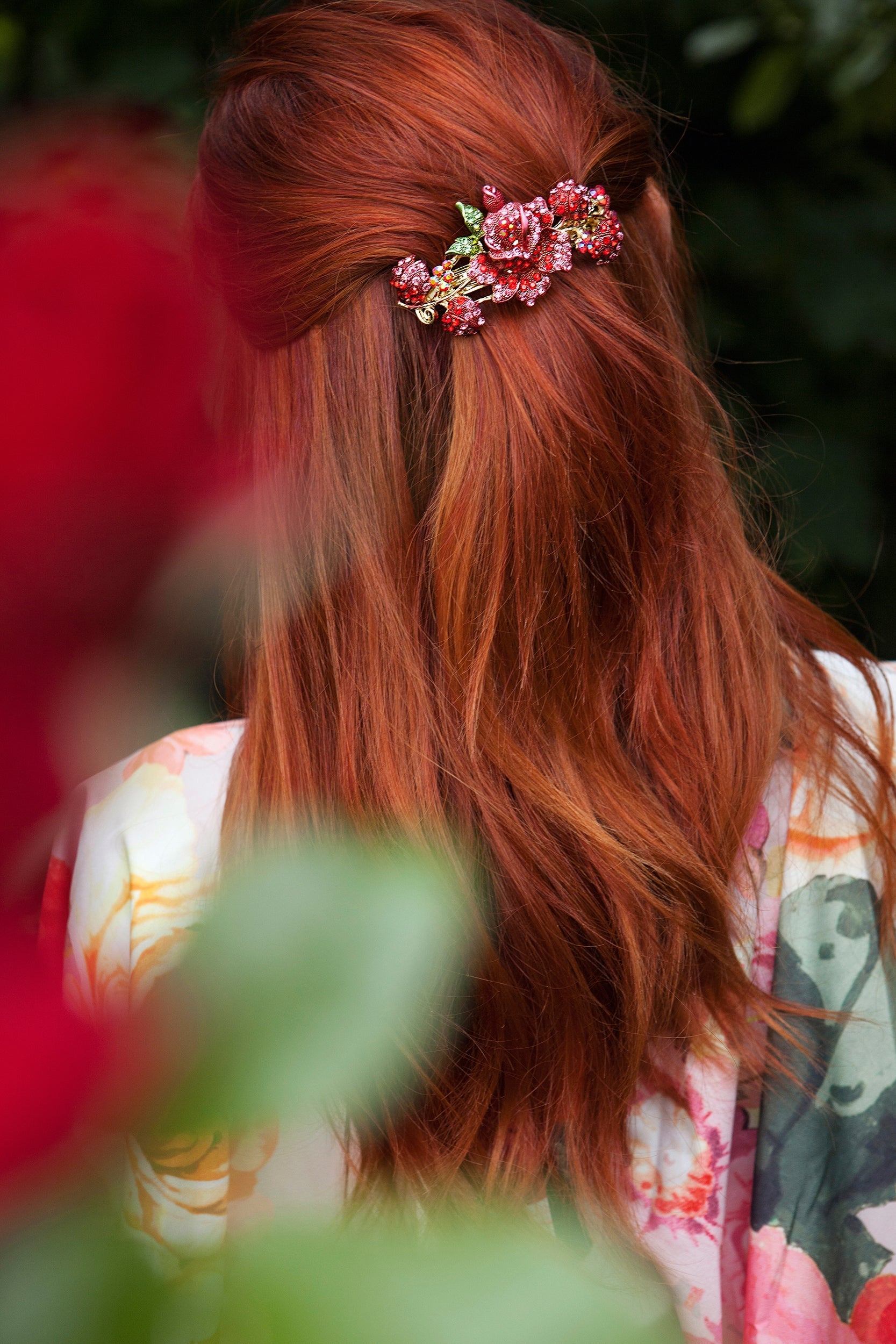 QueenMee Red Flower Hair Clip