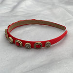 Load image into Gallery viewer, QueenMee Red Headband Red Hair Band Vintage Headband
