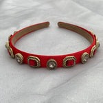 Load image into Gallery viewer, QueenMee Red Headband Red Hair Band Vintage Headband
