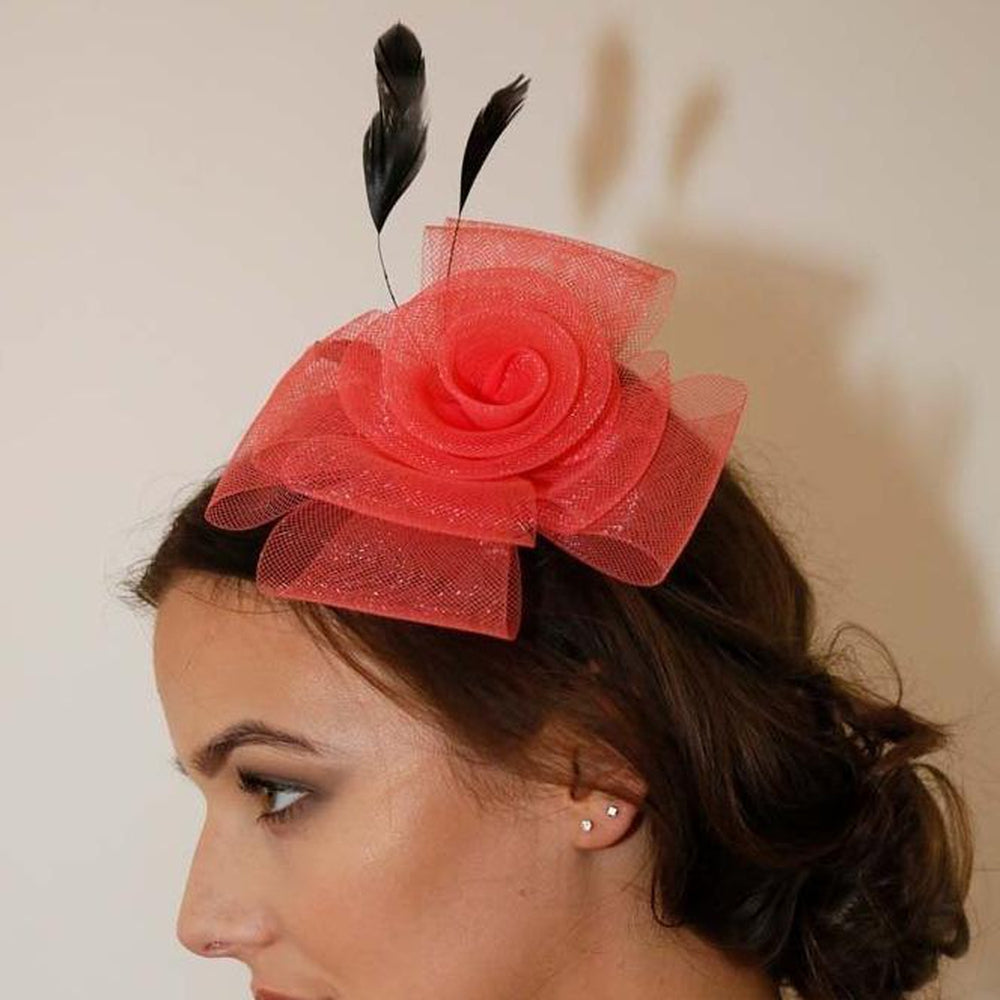 Ruby Rocks Norita Fascinator - Coral 