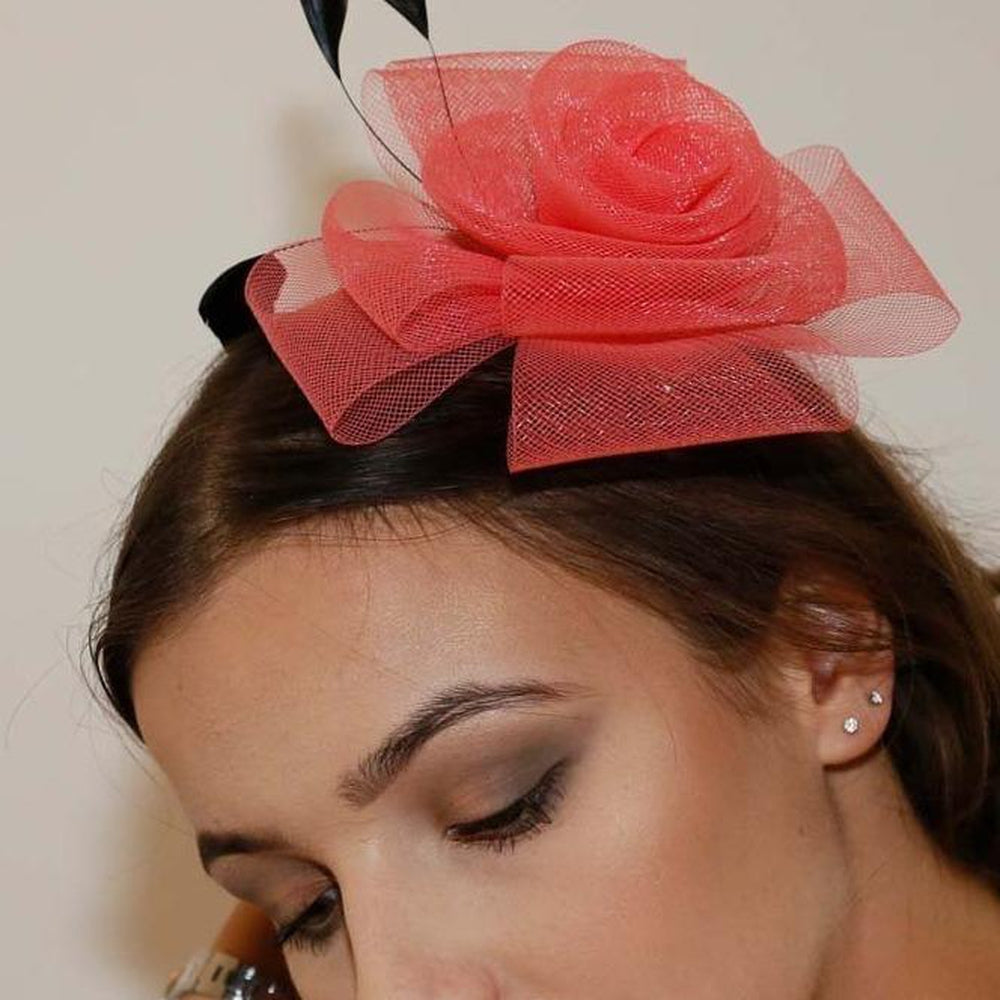 Ruby Rocks Norita Fascinator - Coral 