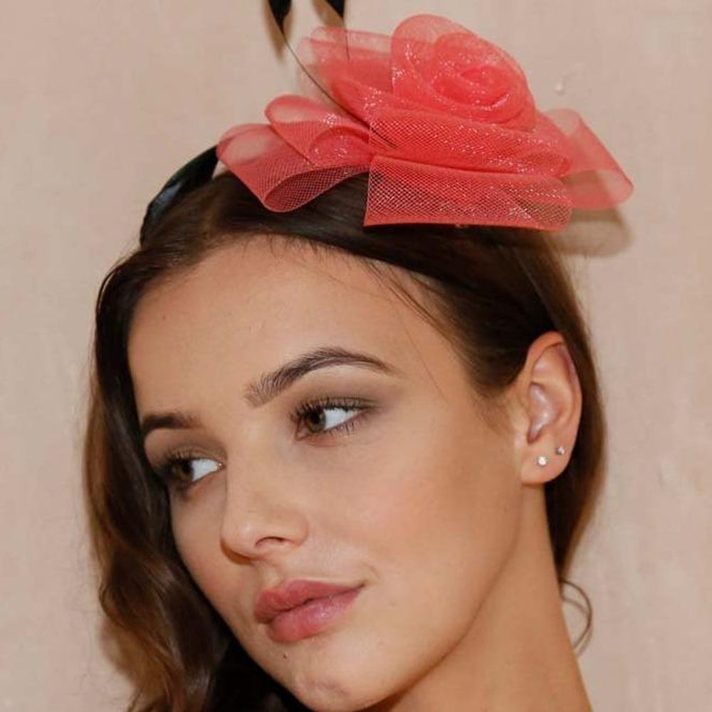 Ruby Rocks Norita Fascinator - Coral 