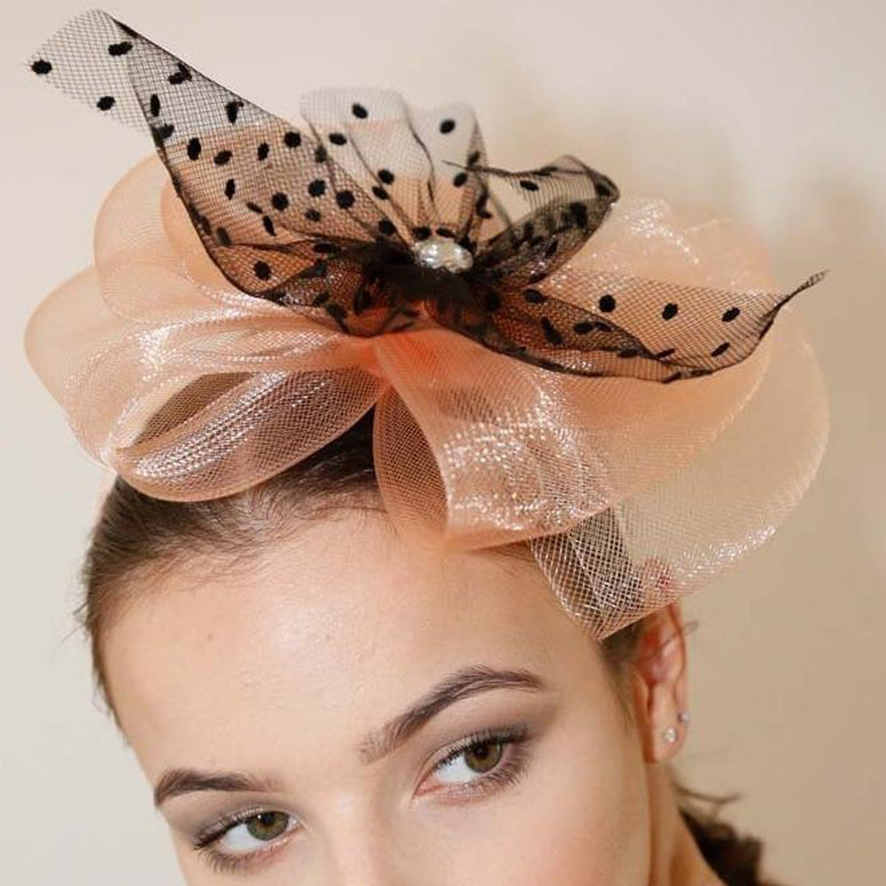 Ruby Rocks Pedra Fascinator - Peach 