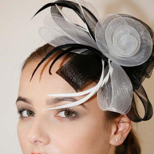 Ruby Rocks Sancha Fascinator - Black/White 