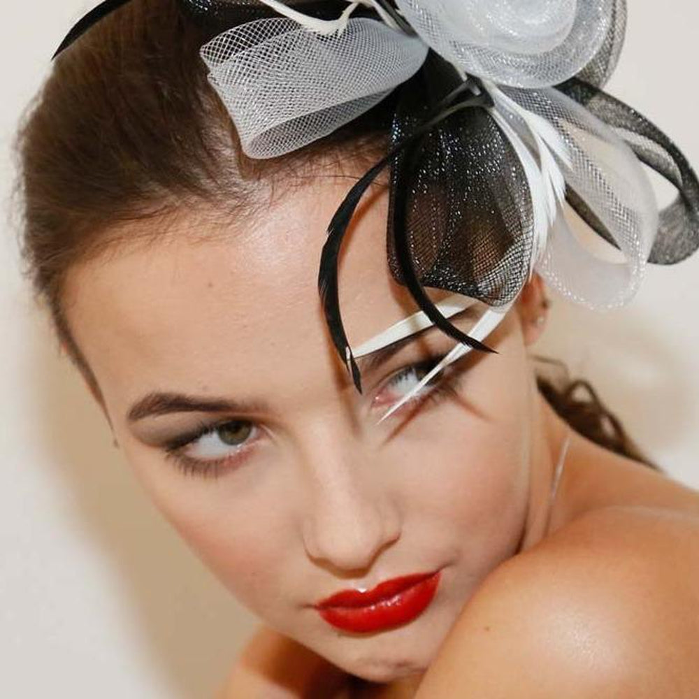 Ruby Rocks Sancha Fascinator - Black/White 