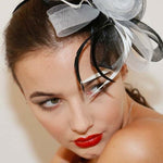 Load image into Gallery viewer, Ruby Rocks Sancha Fascinator - Black/White 
