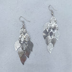 Load image into Gallery viewer, QueenMee Silver Dangly Earrings Boho Earrings Leaf
