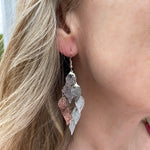 Load image into Gallery viewer, QueenMee Silver Dangly Earrings Boho Earrings Leaf
