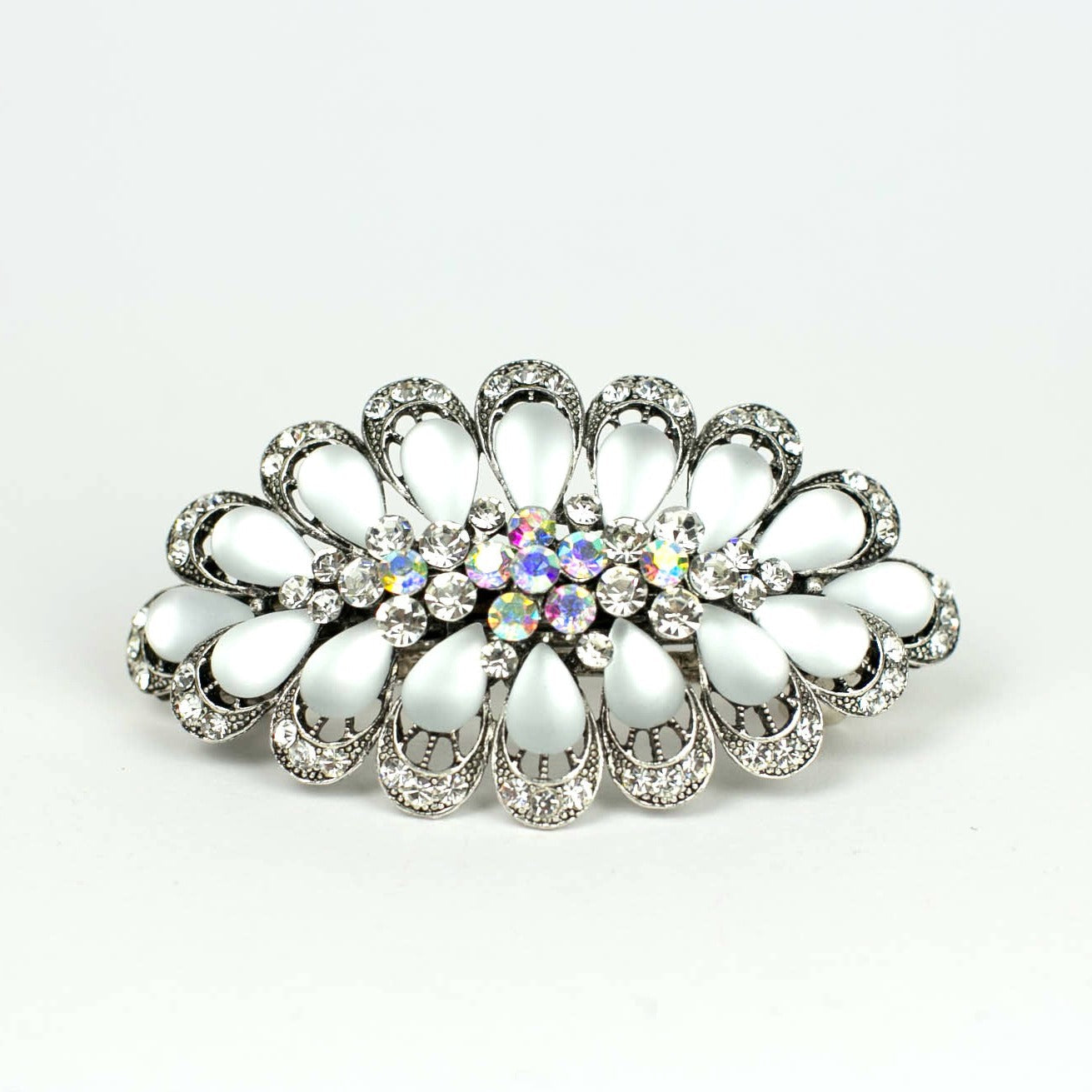 QueenMee Silver Hair Clip with Rhinestones