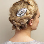 Load image into Gallery viewer, QueenMee Silver Hair Clip with Rhinestones
