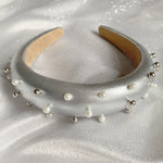 Load image into Gallery viewer, QueenMee Silver Padded Headband with Pearls
