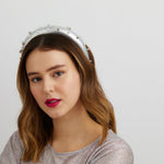 Load image into Gallery viewer, QueenMee Silver Padded Headband with Pearls
