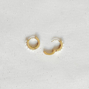 QueenMee Small Hoop Earrings Pearl Hoop Earrings