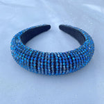 Load image into Gallery viewer, QueenMee Sparkly Headband in Navy Blue Beaded
