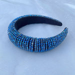 Load image into Gallery viewer, QueenMee Sparkly Headband in Navy Blue Beaded
