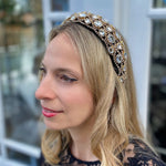 Load image into Gallery viewer, QueenMee Sparkly Headband in Black Statement Headband
