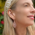 Load image into Gallery viewer, QueenMee Statement Earrings Long Drop Earrings with Crystal
