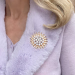 Load image into Gallery viewer, QueenMee Sunflower Brooch with Pearl and Crystal in Silver or Gold
