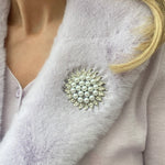 Load image into Gallery viewer, QueenMee Sunflower Brooch with Pearl and Crystal in Silver or Gold
