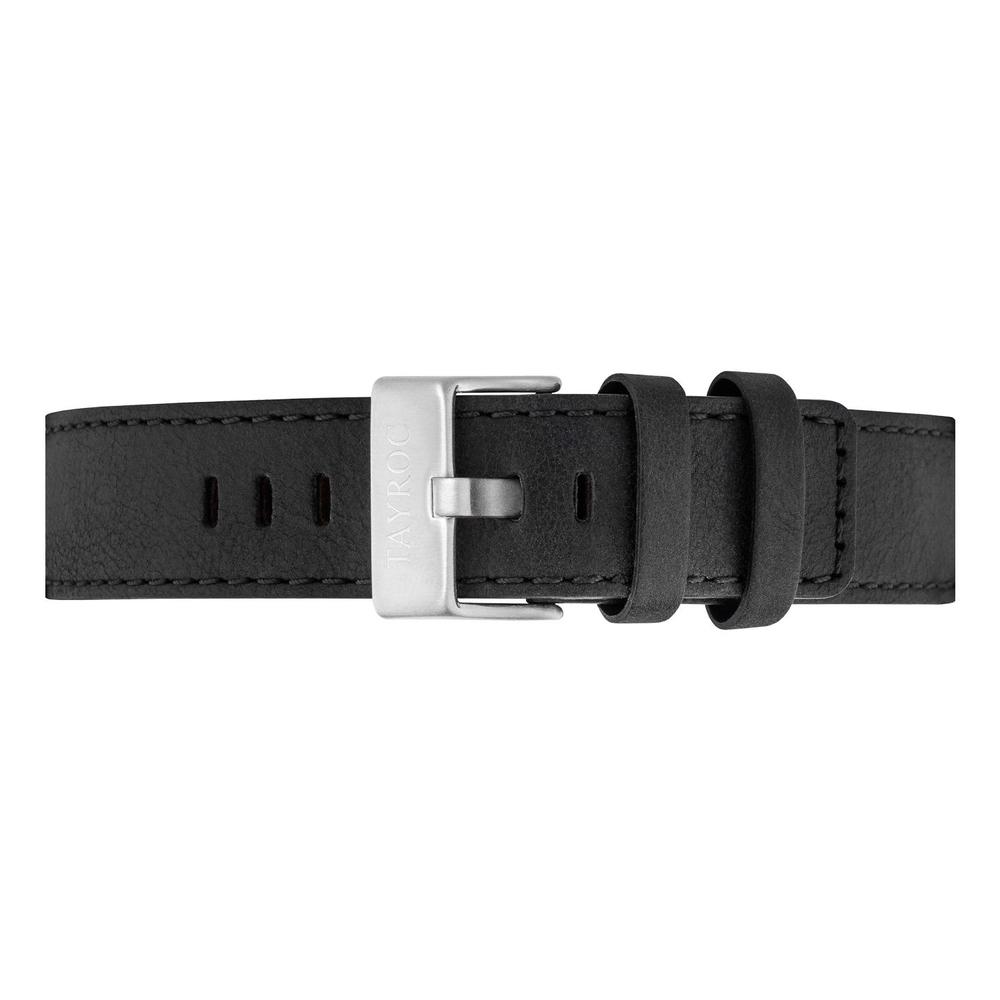 Tayroc Black Leather Strap/Silver Buckle 22mm 