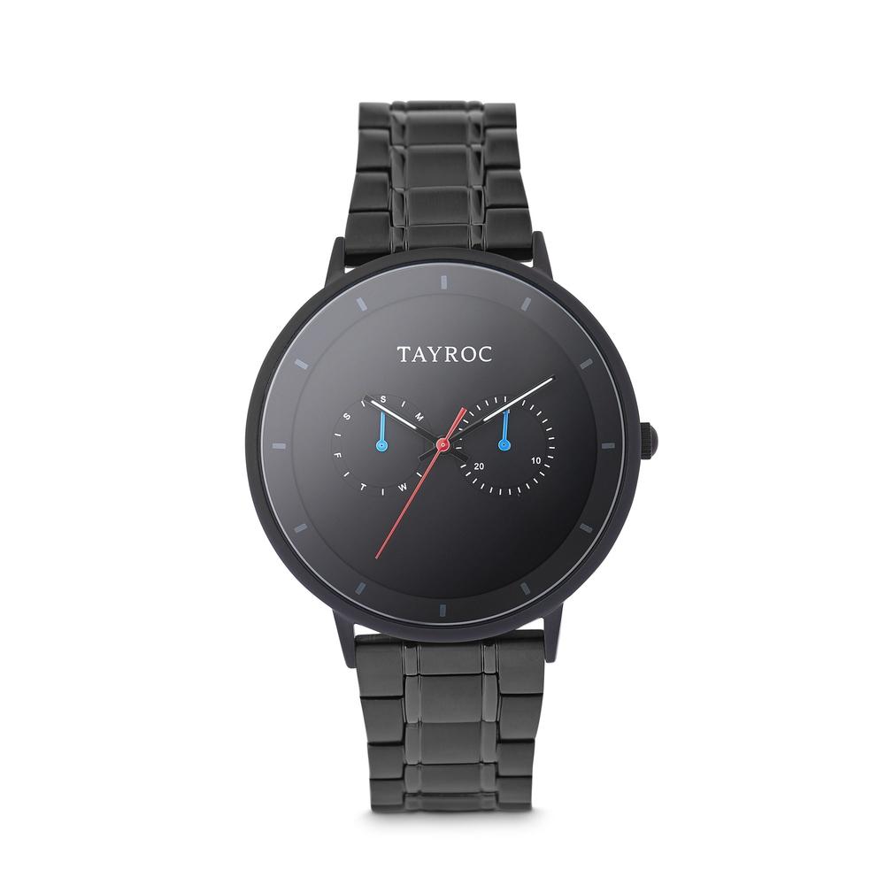 Tayroc Holte 42mm Multi Function Sports Watch BLACK/TAN 