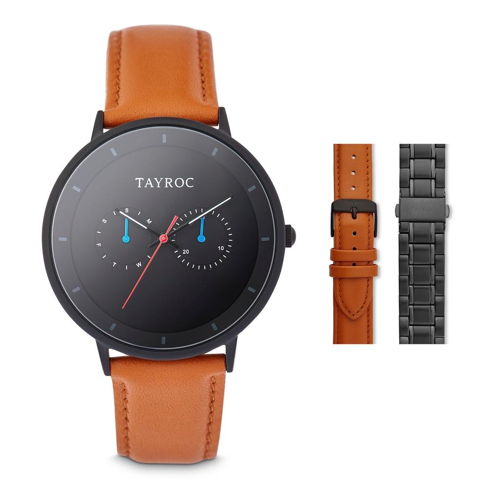 Tayroc Holte 42mm Multi Function Sports Watch BLACK/TAN 