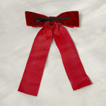 Load image into Gallery viewer, QueenMee Velvet Bow Hair Clip in Red Alligator Clip
